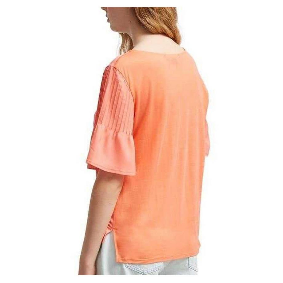 FRENCH CONNECTION T-Shirt in crepe con maniche pieghettate  