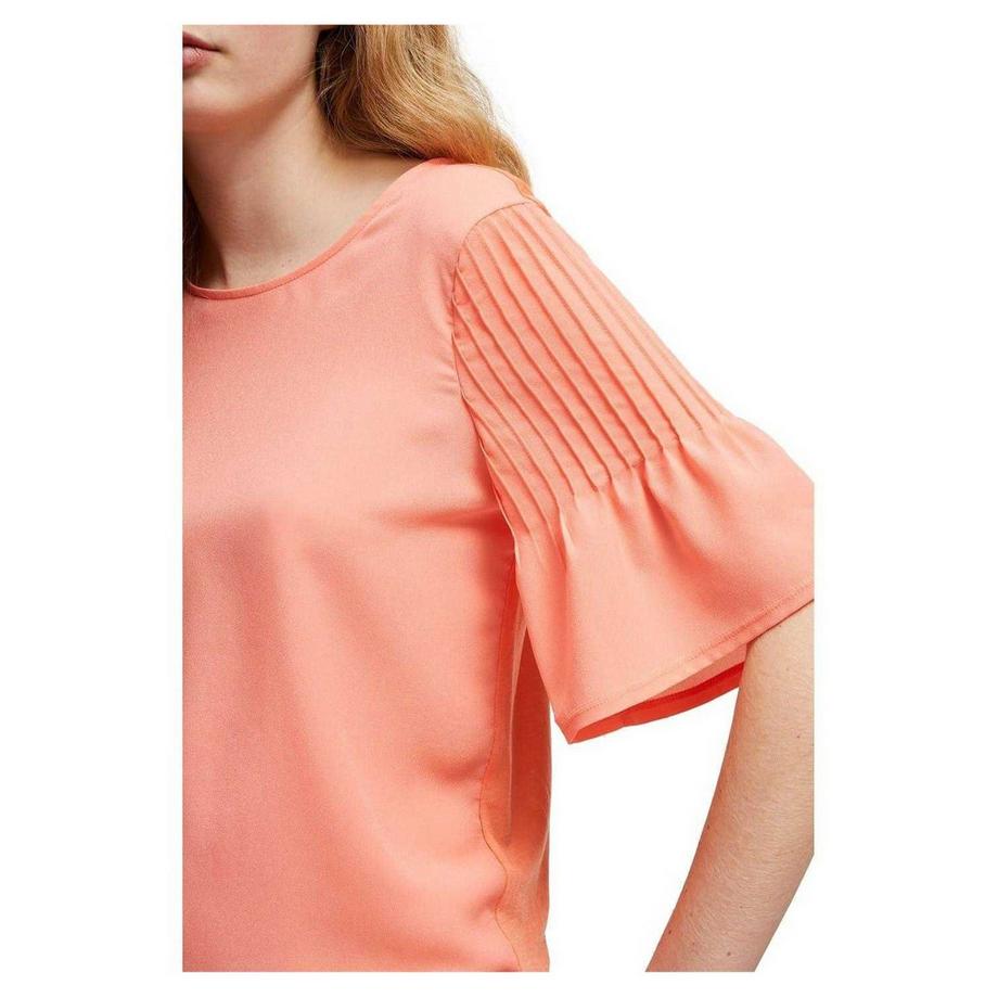 FRENCH CONNECTION T-Shirt in crepe con maniche pieghettate  