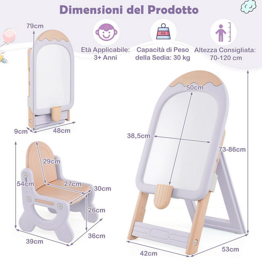 Northix  Chevalet pour enfants avec chaise et rangement 