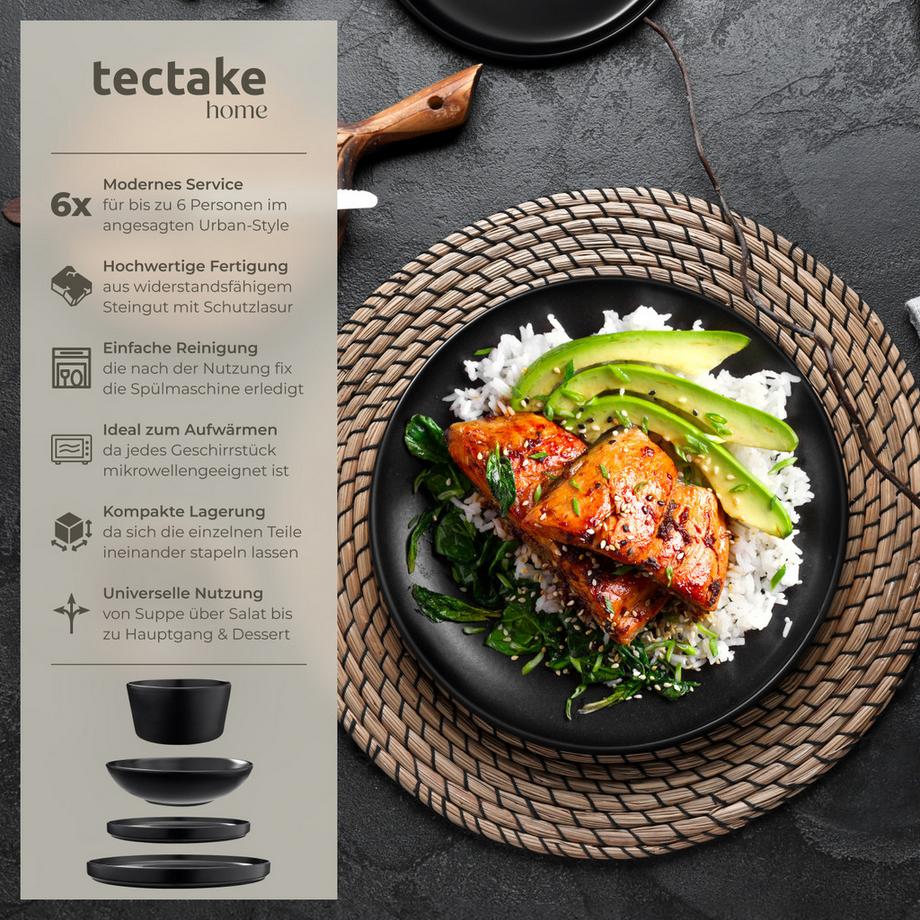 Tectake  Tafelservice Una für 6 Personen im Urban-Style 