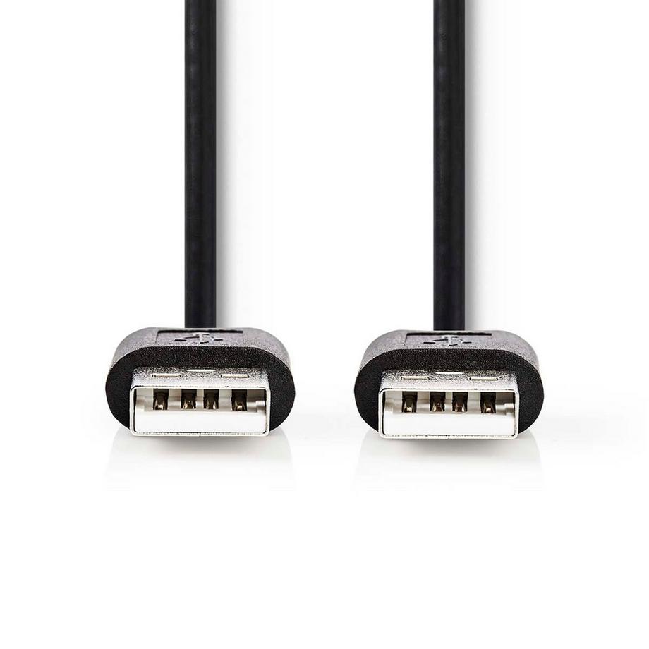 Nedis  USB-Kabel | USB 2.0 | USB-A Stecker | USB-A Stecker | 480 Mbps | Vernickelt | 2,00 m | Rund | PVC | Schwarz | Etikett 
