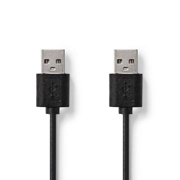 Câble USB | USB 2.0 | USB-A mâle | USB-A mâle | 480 Mbps | Nickelé | 2.00 m | Rond | PVC | Noir | Etiquette