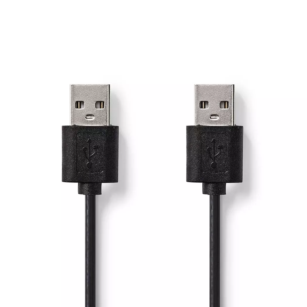 Nedis – USB-Kabel | USB 2.0 USB-A Stecker 480 Mbps Vernickelt 2,00 m Rund PVC Schwarz Etikett, One Size