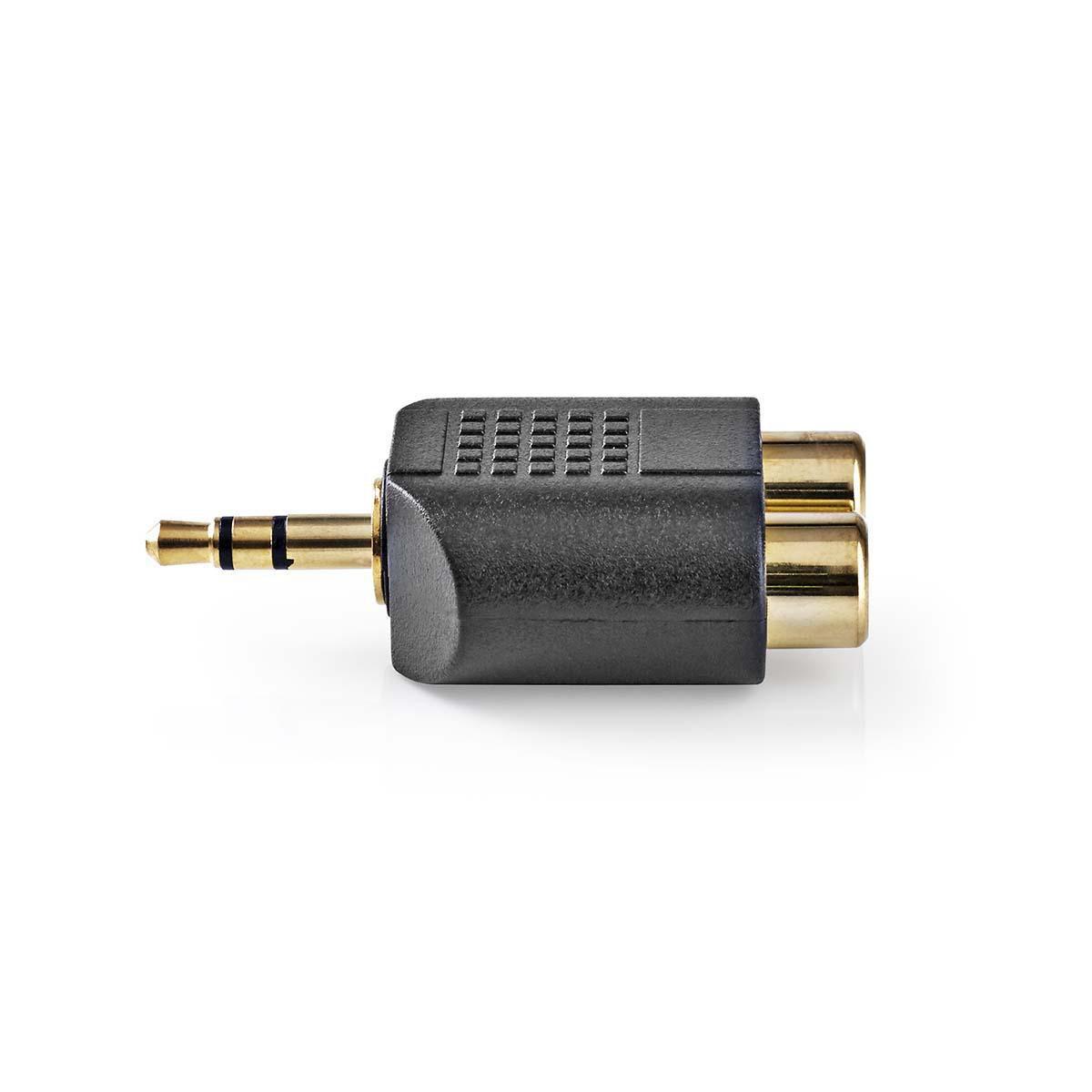 Nedis  Adattatore audio stereo | 3,5 mm Hane | 2x RCA Hona | Guldplaterad | Rak | ABS | Svart | 10 st. | Plastica 
