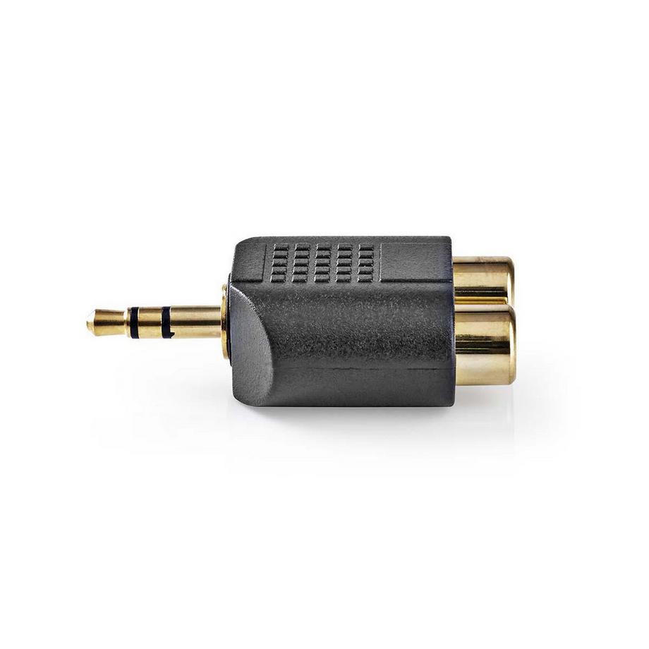 Nedis  Stereo Audio Adapter | 3.5 mm Hane | 2x RCA Hona | Guldplaterad | Rak | ABS | Svart | 10 st. | Kunststoff 