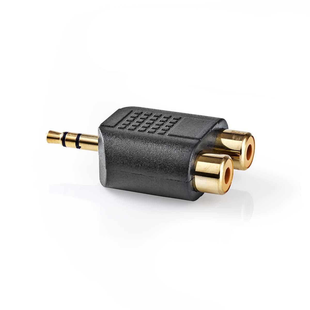 Nedis  Adaptateur audio stéréo | 3.5 mm Hane | 2x RCA Hona | Guldplaterad | Rak | ABS | Svart | 10 st. | Plastique 