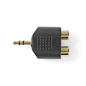 Stereo Audio Adapter | 3.5 mm Hane | 2x RCA Hona | Guldplaterad | Rak | ABS | Svart | 10 st. | Kunststoff