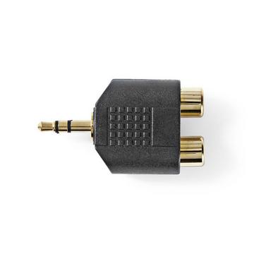 Stereo Audio Adapter | 3.5 mm Hane | 2x RCA Hona | Guldplaterad | Rak | ABS | Svart | 10 st. | Kunststoff