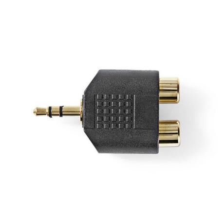 Nedis  Stereo Audio Adapter | 3.5 mm Hane | 2x RCA Hona | Guldplaterad | Rak | ABS | Svart | 10 st. | Kunststoff 
