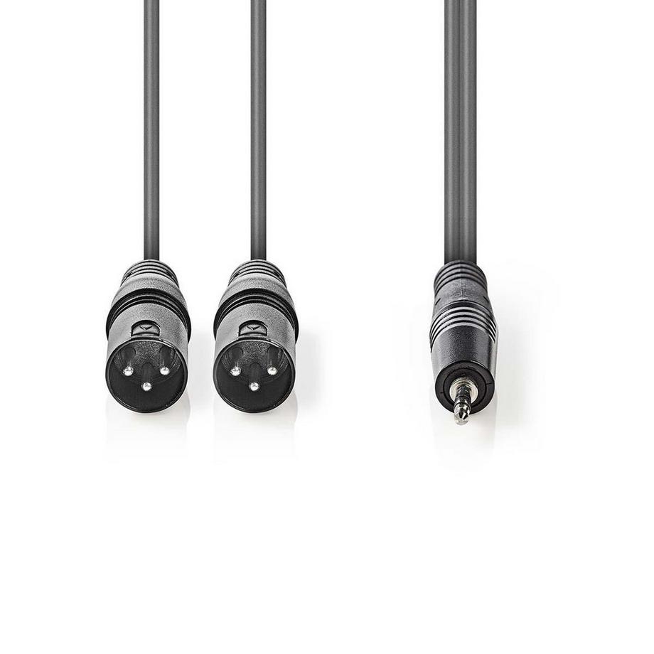 Nedis  Symmetrisches Audiokabel | 2x XLR 3-Pin Male | 3,5 mm Male | Vernickelt | 1,50 m | Rund | PVC | Dunkelgrau | Papphülle 