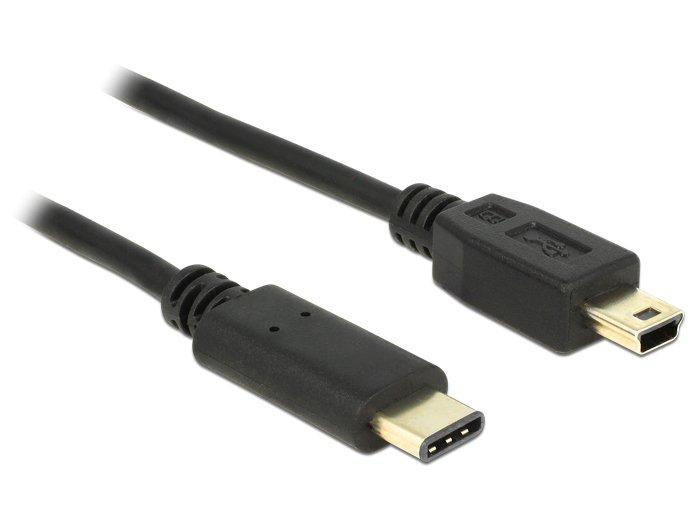 DeLock  2m, USB2.0-C/USB2.0 Mini-B USB Kabel Mini-USB B USB C Schwarz 