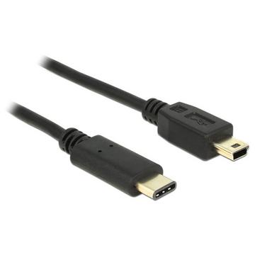 2m, USB2.0-C/USB2.0 Mini-B câble USB Mini-USB B USB C Noir