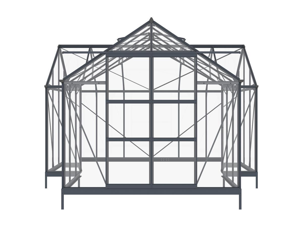 Vente-unique Serra da giardino orangerie da 15,5 m² in Vetro temperato Antracite - NARCISSE  