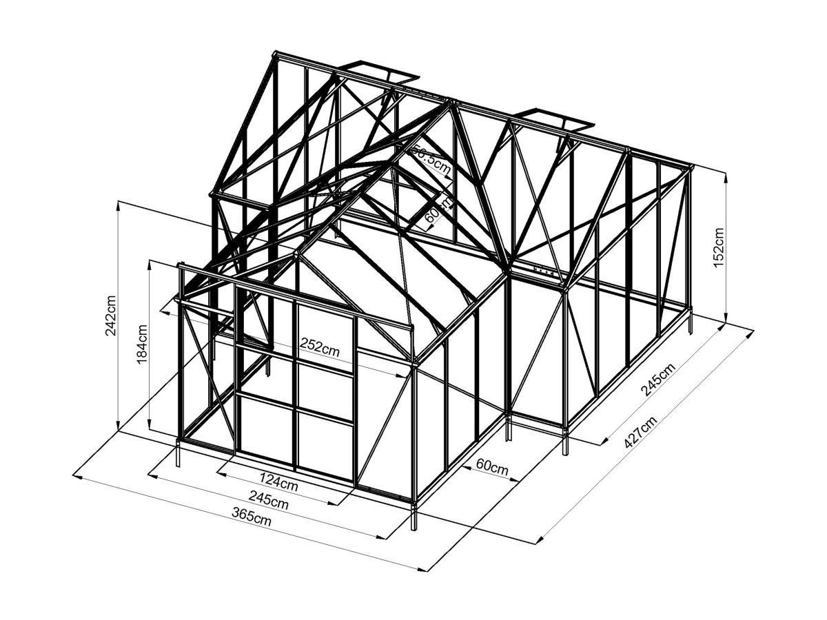 Vente-unique Serra da giardino orangerie da 15,5 m² in Vetro temperato Antracite - NARCISSE  