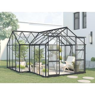 Vente-unique Serra da giardino orangerie da 15,5 m² in Vetro temperato Antracite - NARCISSE  