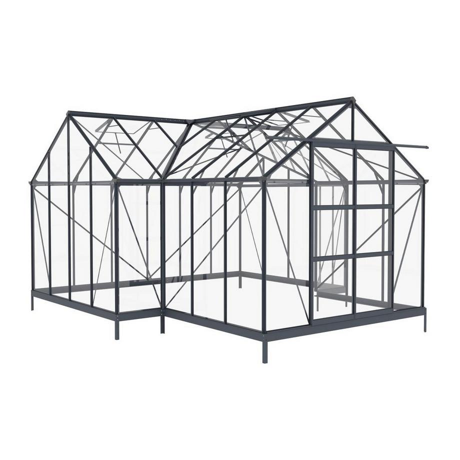 Serre de jardin orangerie en verre trempé 15,5 m² - Anthracite - NARCISSE