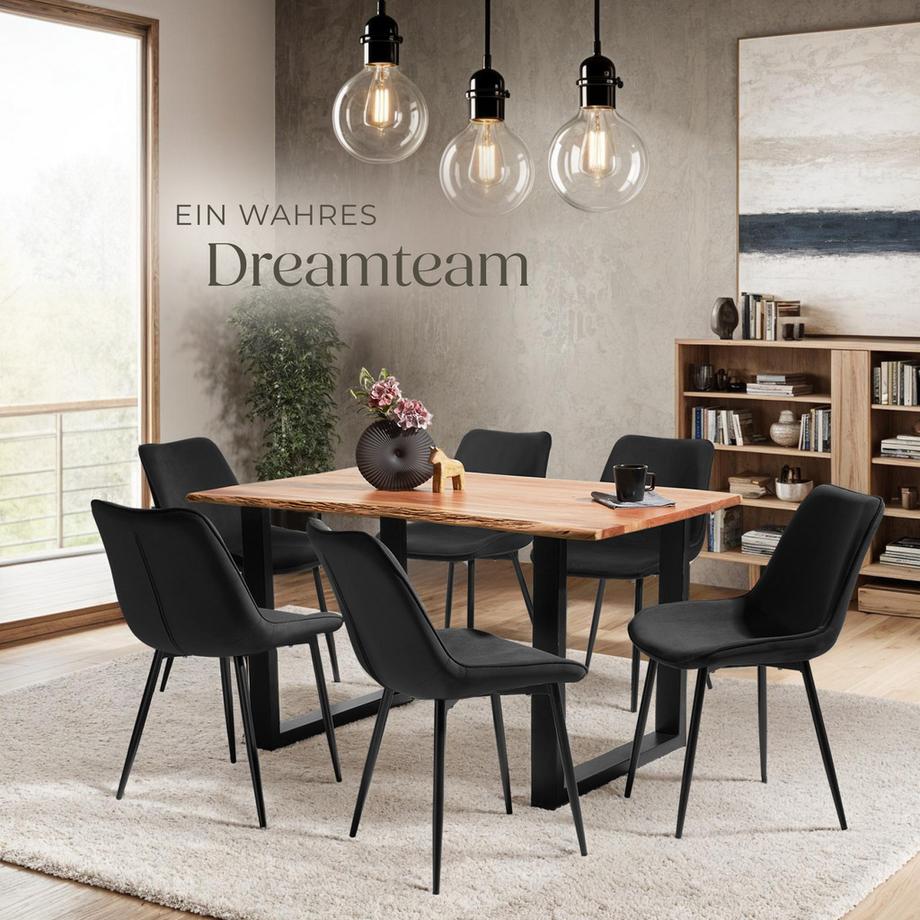 Tectake Lot de chaises MONROE rembourrées aspect velours  