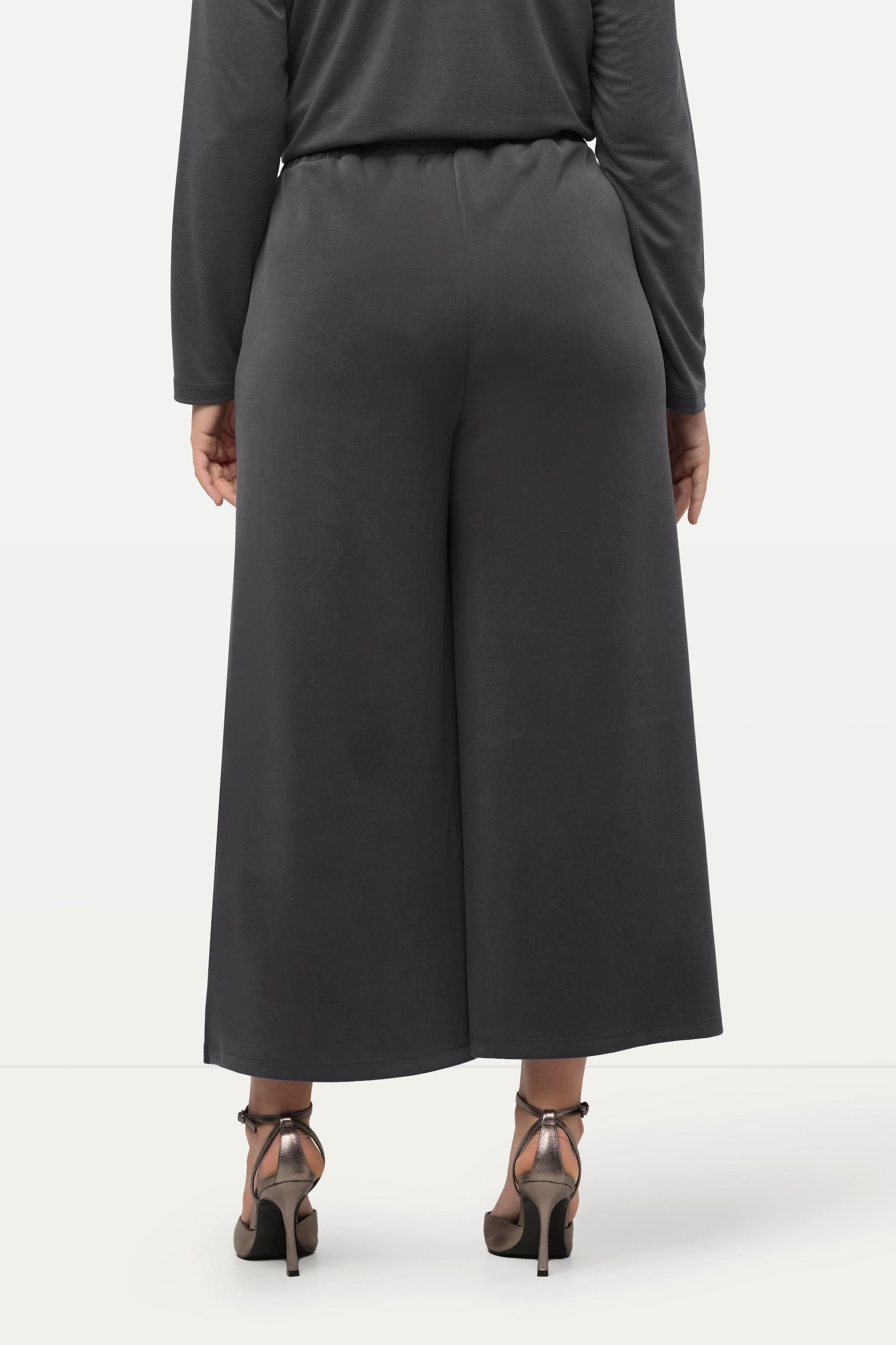 Ulla Popken  Pantalon en molleton de modal mélangé, jambe large et taille élastique 