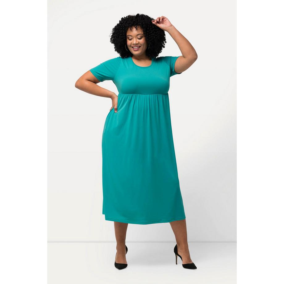 Ulla Popken Jerseykleid Empirenaht Rundhals Halbarm Taschen  