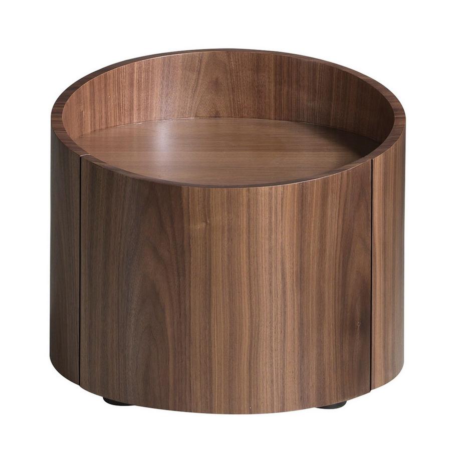 ANGEL CERDA Comodino in noce e acciaio nero  