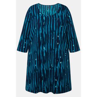 Ulla Popken  Maglia lunga con scollo a girocollo, maniche a 3/4 e fantasia batik 