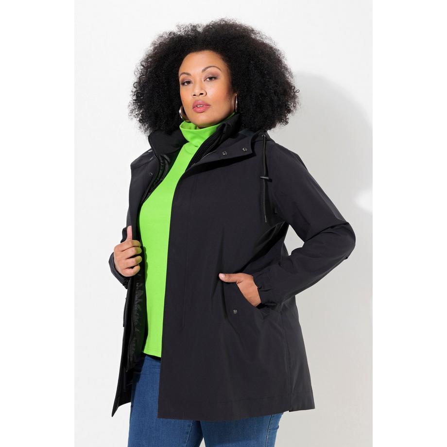 Ulla Popken Veste Fonctionnelle 3-en-1 Coupe Évasée avec Gilet Matelassé et Capuche  