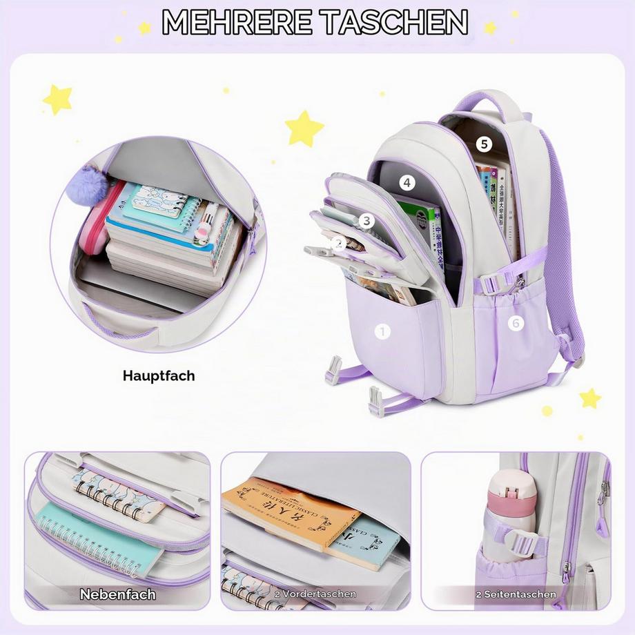 Only-bags.store Leichter Schulrucksack mit Sternakzenten  