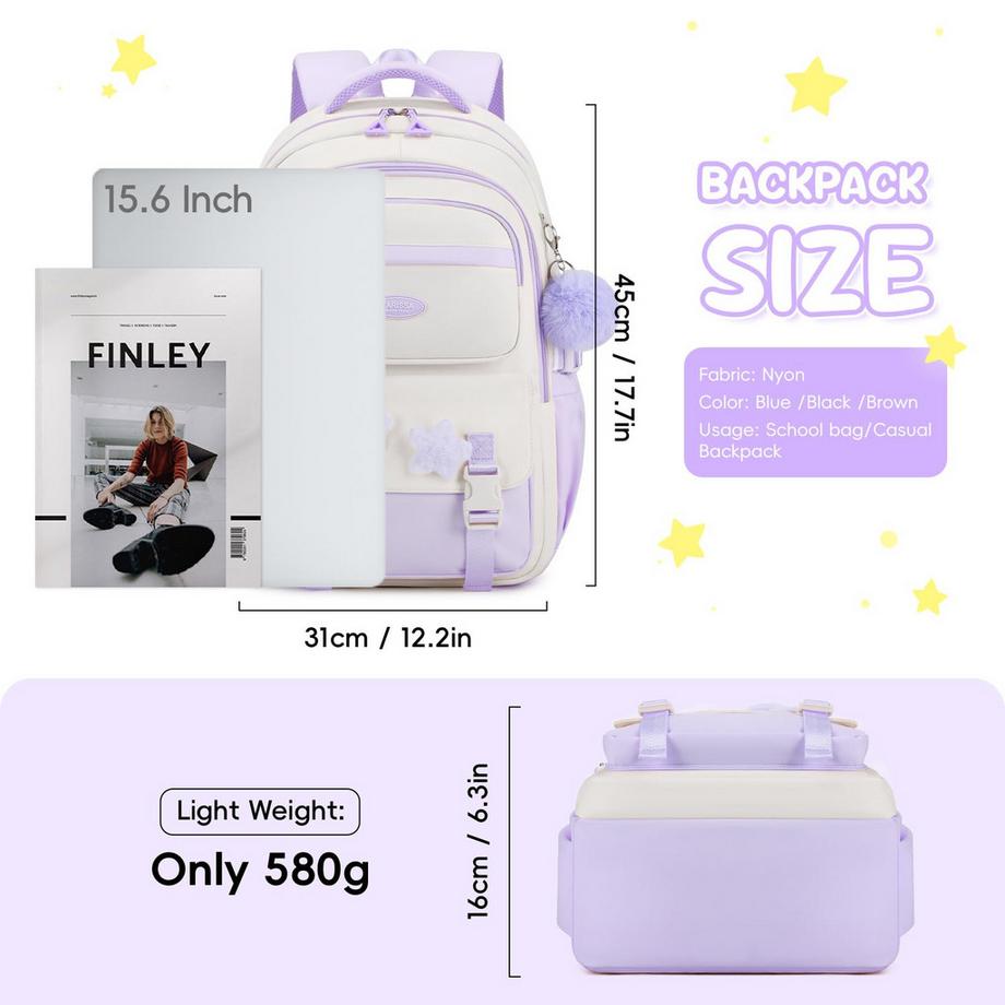 Only-bags.store Leichter Schulrucksack mit Sternakzenten  