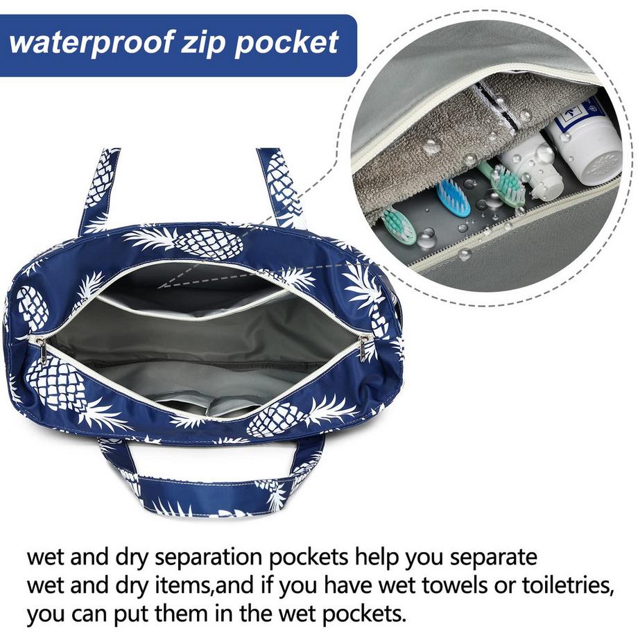 Only-bags.store Grand sac de plage imperméable à imprimé ananas  