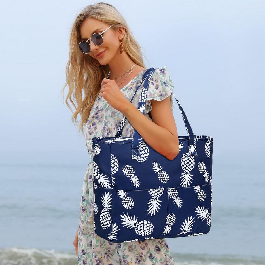 Only-bags.store Grand sac de plage imperméable à imprimé ananas  