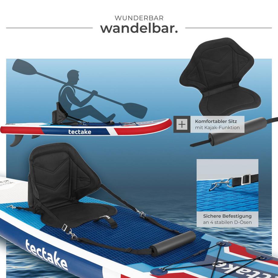 Tectake  Planche de stand-up paddle  2-en-1 en matériau Drop-Stitch 