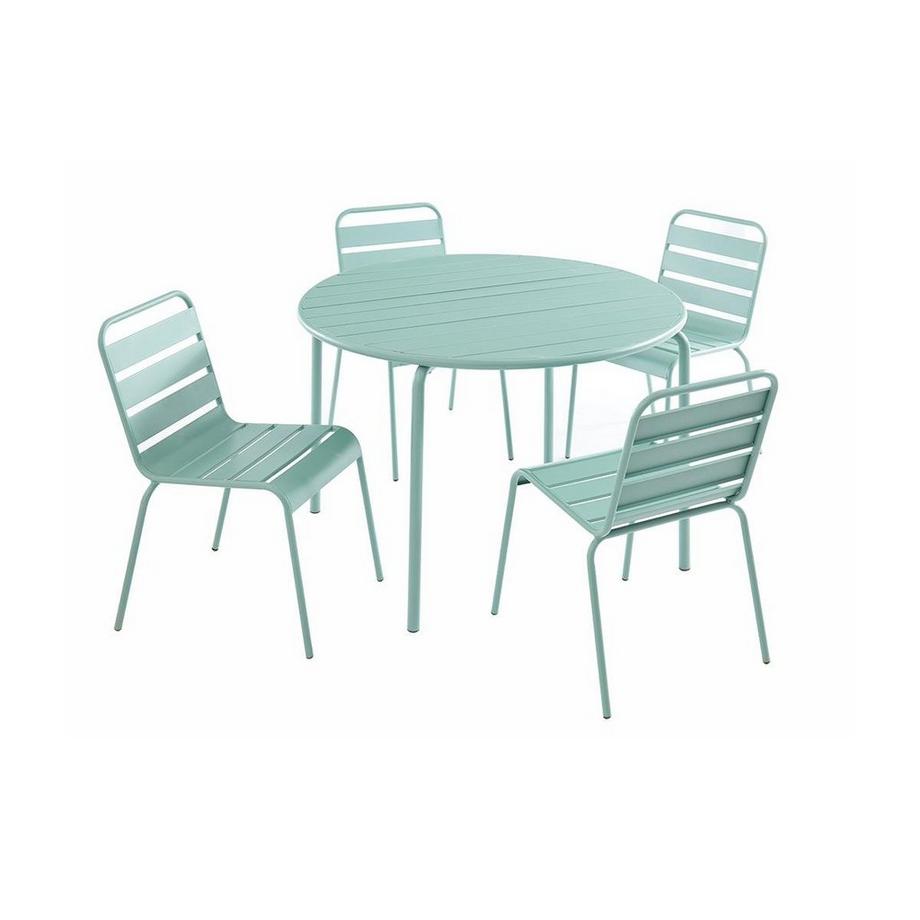 Vente-unique Garten Essgruppe Metall Tisch + 4 stapelbare Stühle MIRMANDE  