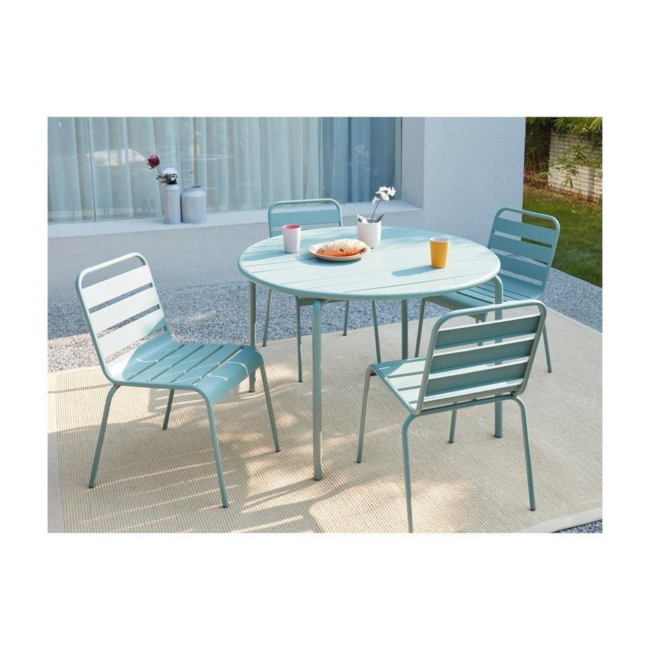 Vente-unique Garten Essgruppe Metall Tisch + 4 stapelbare Stühle MIRMANDE  