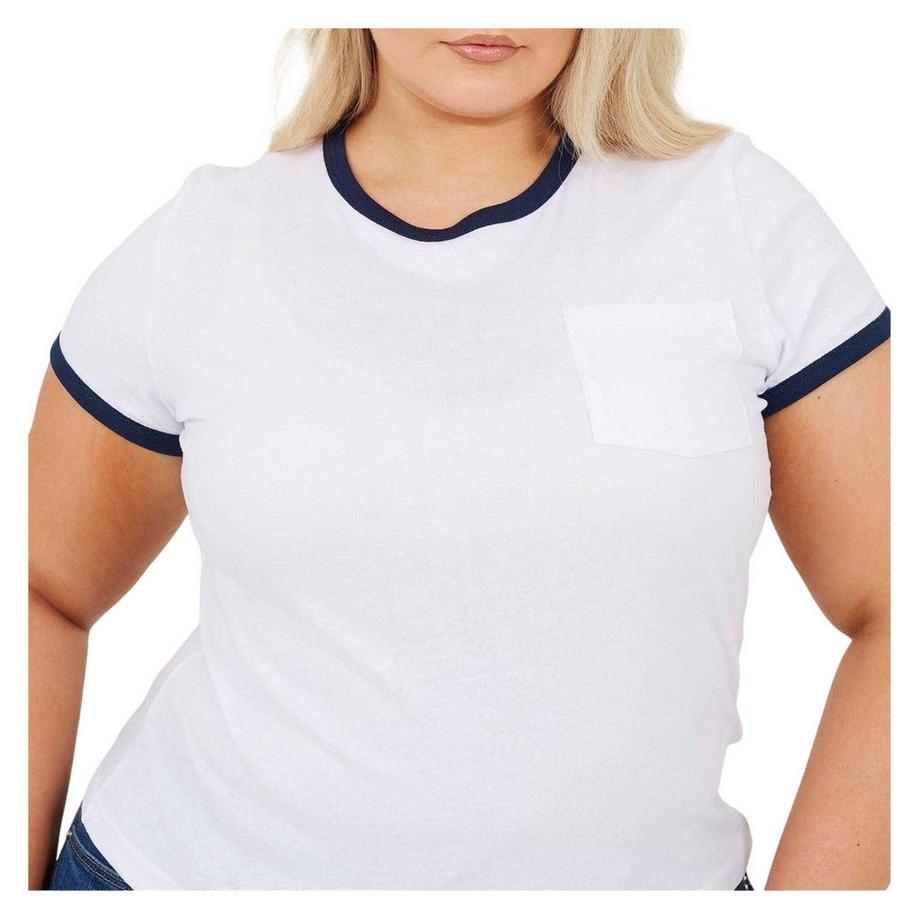 Brave Soul T-Shirt Ringer Taglia Plus con Tasca Petto  