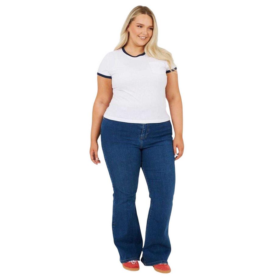 Brave Soul T-Shirt Ringer Taglia Plus con Tasca Petto  