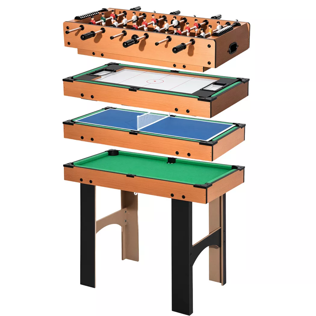 HOMCOM - Multispieltisch, One Size, Eichen Altholz