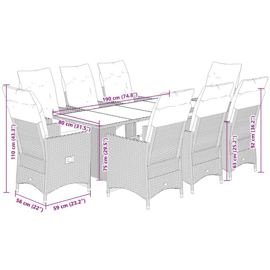 VidaXL set da pranzo da giardino Polirattan  