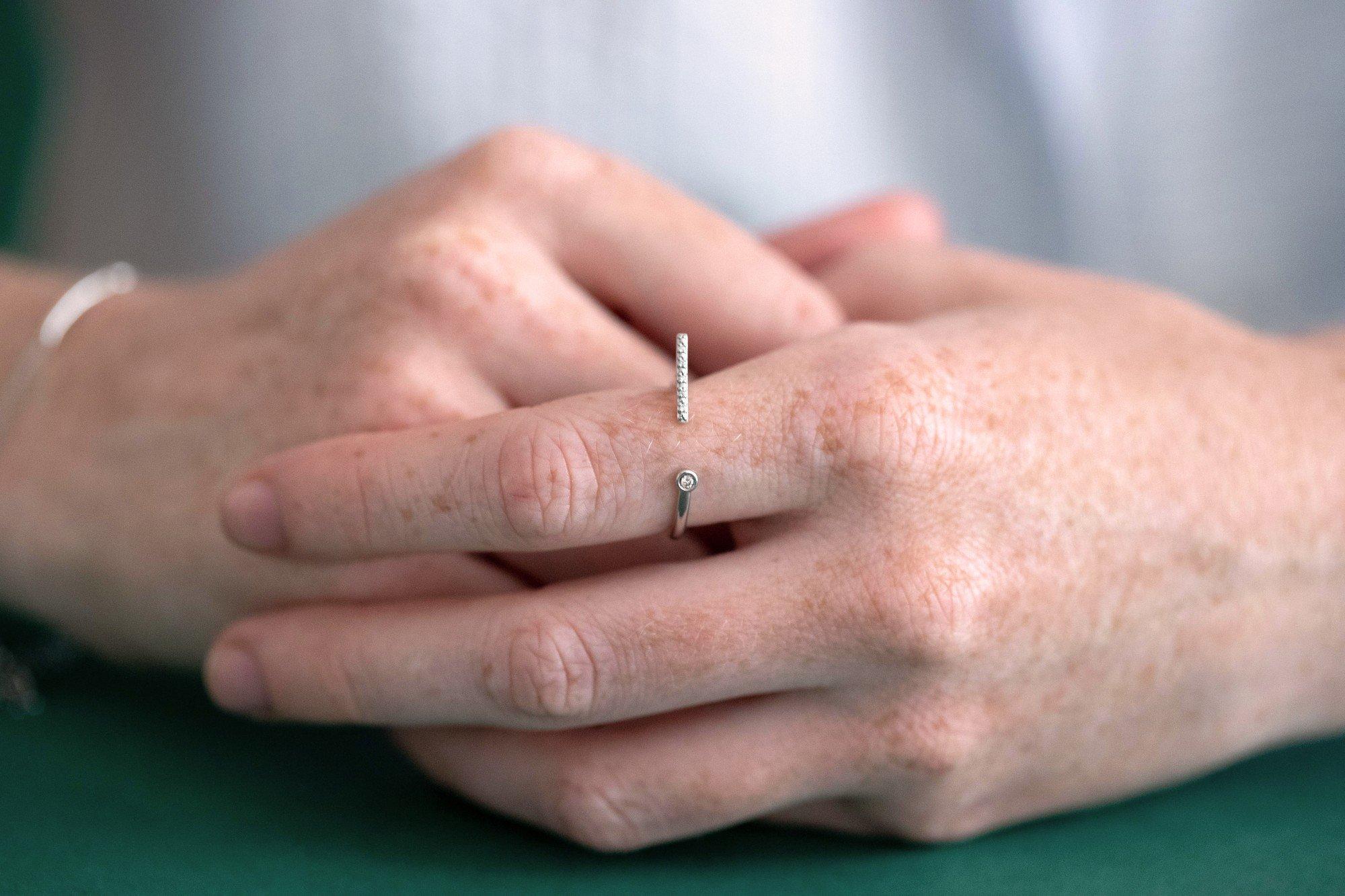 La Garçonne Diamant  Bague Ouverte en argent et diamant 