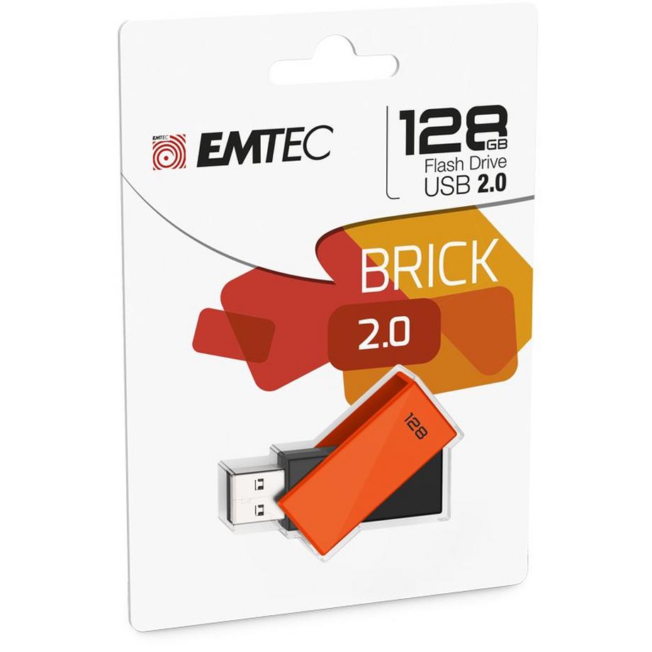 EMTEC  Emtec C350 Brick USB-Stick 128 GB USB Typ-A 2.0 Schwarz, Orange 
