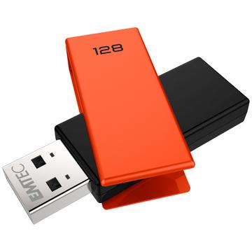 Emtec C350 Brick lecteur USB flash 128 Go USB Type-A 2.0 Noir, Orange