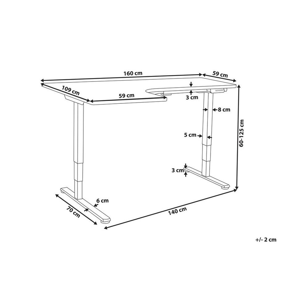 Beliani Eckschreibtisch elektrisch höhenverstellbar aus Faserplatte Modern DESTINES  