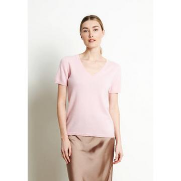 LILLY 14 Maglia manica corta con scollo a V - 100% cashmere