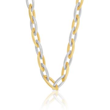 Collier fantaisie bicolore or jaune/or blanc 750, 7,3mm, 45cm