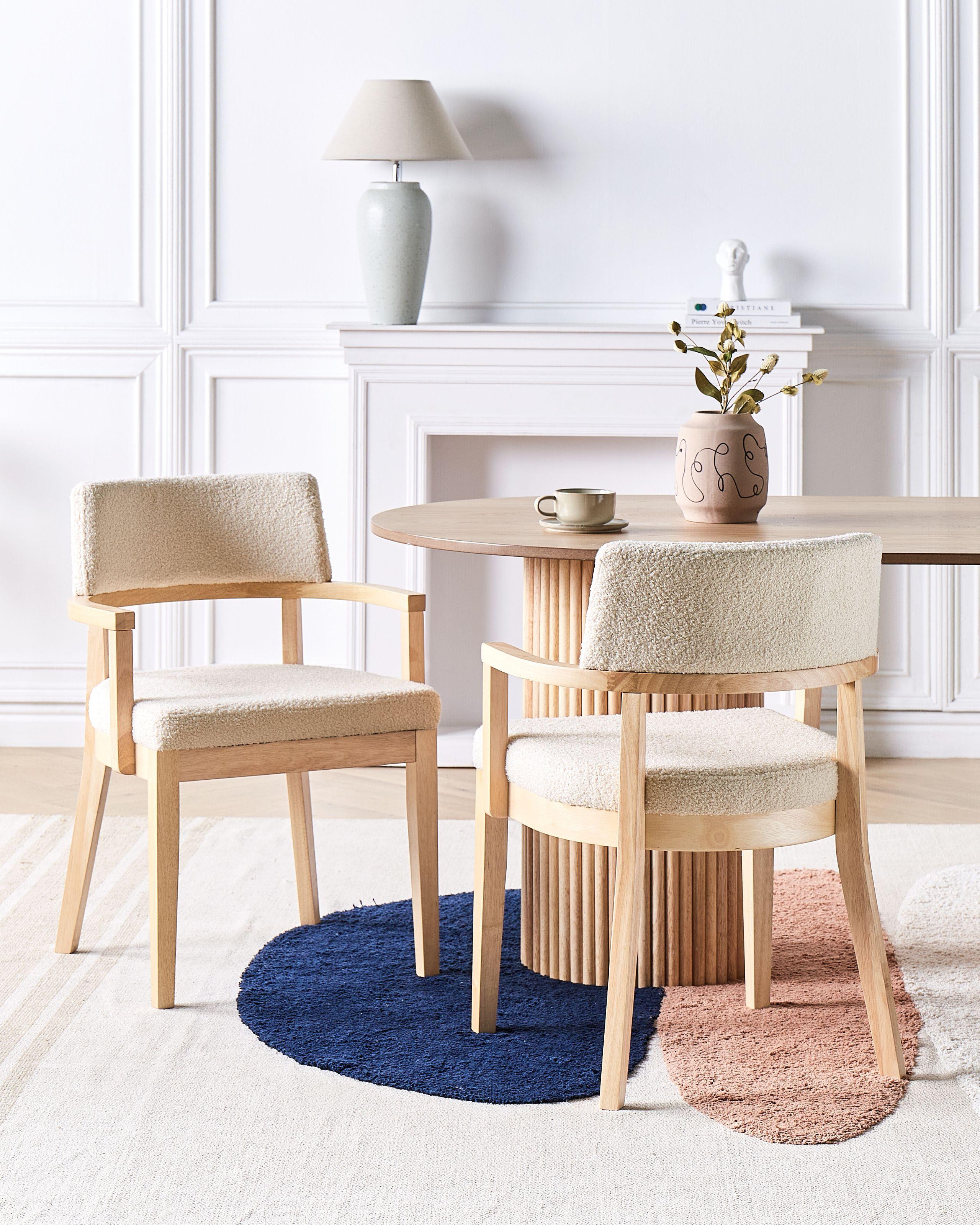 Beliani Lot de 2 chaises de salle à manger en Bouclé Traditionnel DALBO  