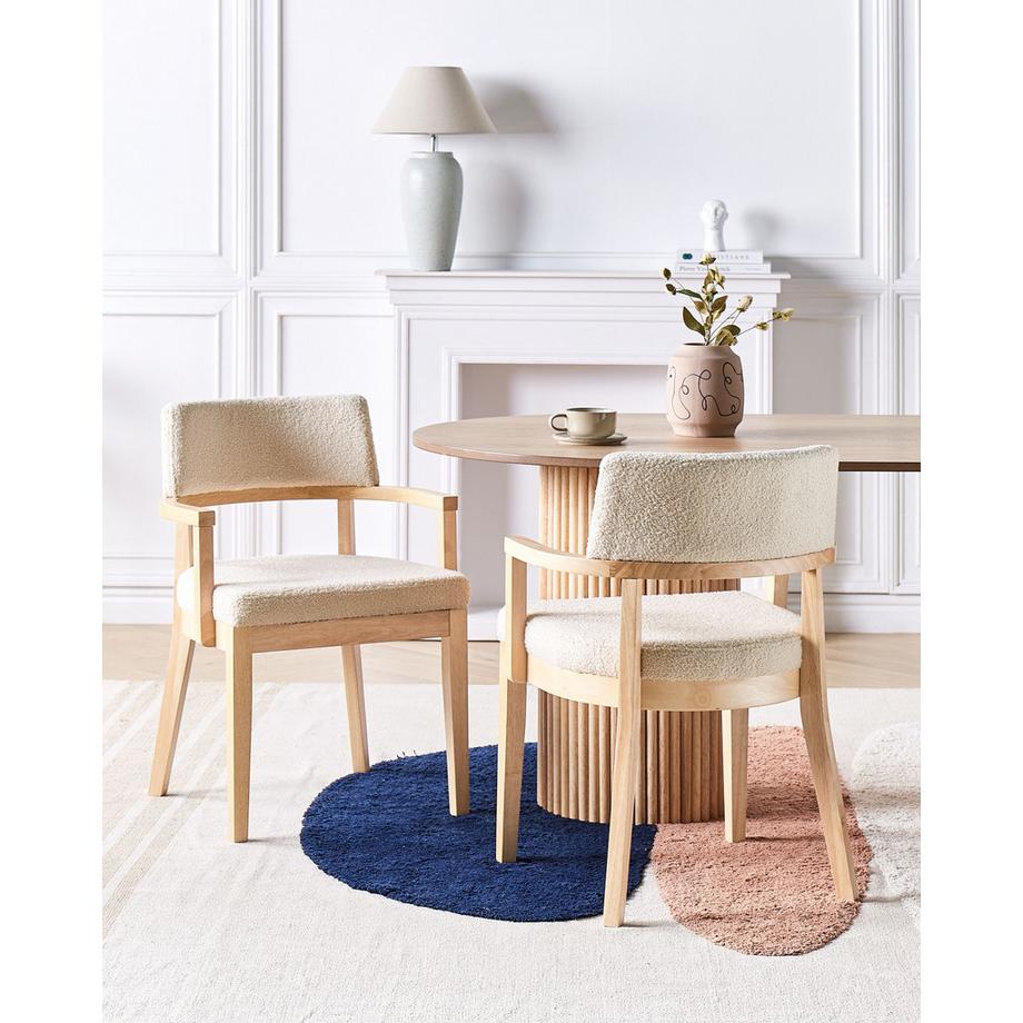 Beliani Esszimmerstuhl 2er Set aus Bouclé  DALBO  