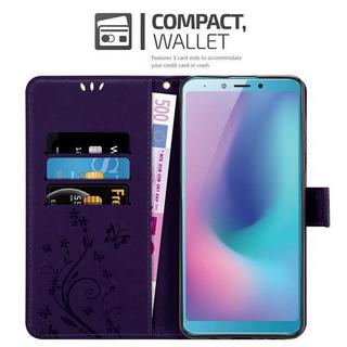 Cadorabo  Housse compatible avec Samsung Galaxy A6s - Coque de protection au design floral avec fermeture magnétique, fonction de support et emplacements pour cartes 