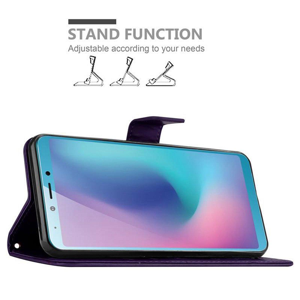 Cadorabo  Housse compatible avec Samsung Galaxy A6s - Coque de protection au design floral avec fermeture magnétique, fonction de support et emplacements pour cartes 