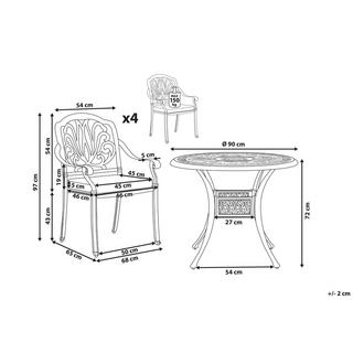 Beliani Set da pranzo da giardino en Alluminio Retrò ANCONA  