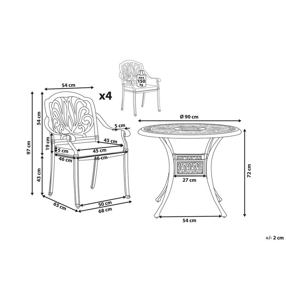 Beliani Gartentisch mit Stühlen aus Aluminium  ANCONA  
