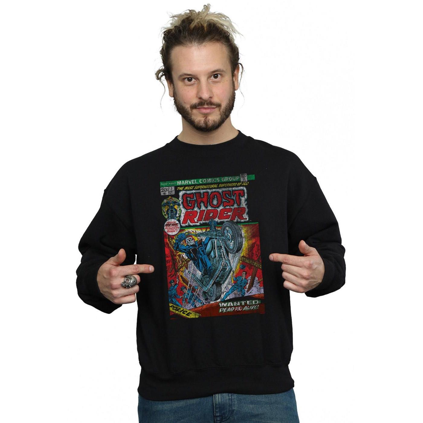 MARVEL  Ghost Rider Distressed Comic Cover Sweatshirt 